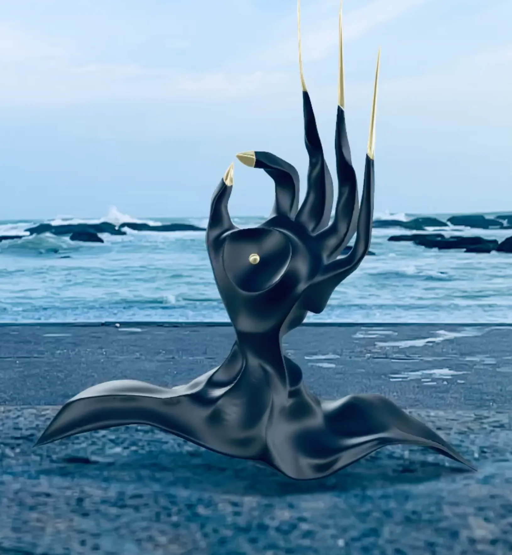 Yathra 8 — site-specific 3D digital sculpture by Fabin Rasheed, traveling generative art project