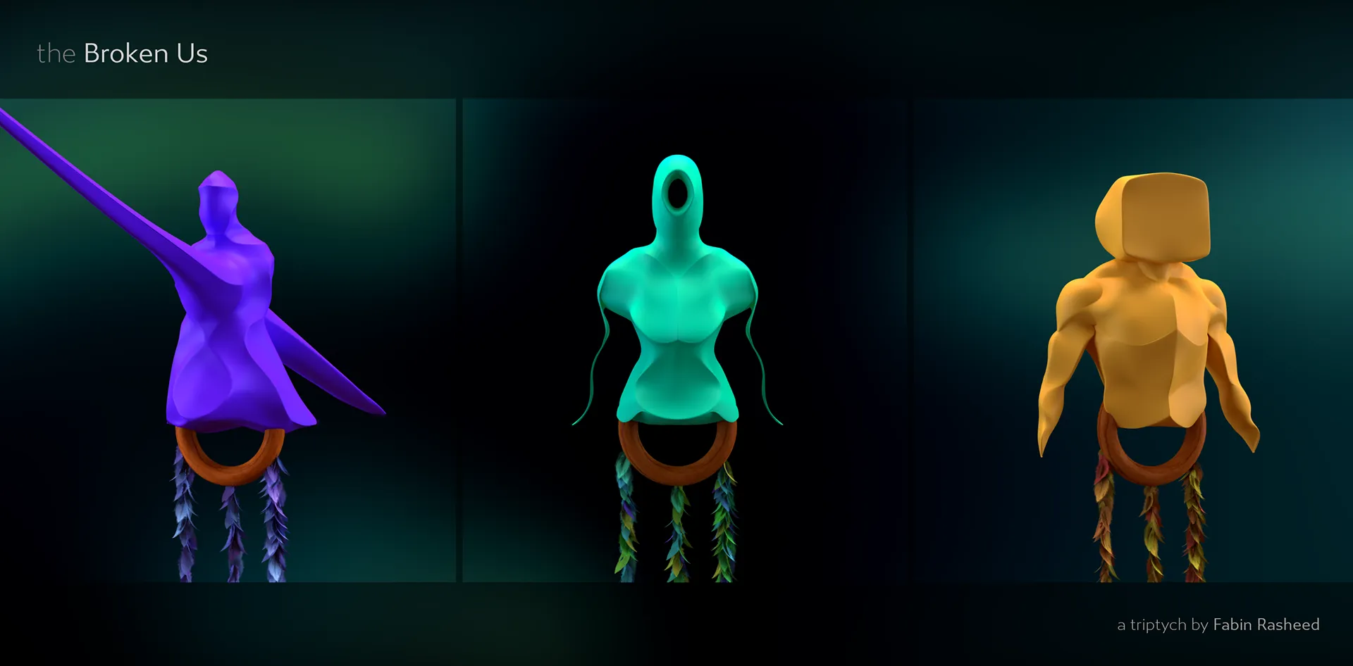 Broken Us — generative digital art by Fabin Rasheed (2023). A contemplation on fragmentation and the bonds that hold society together.