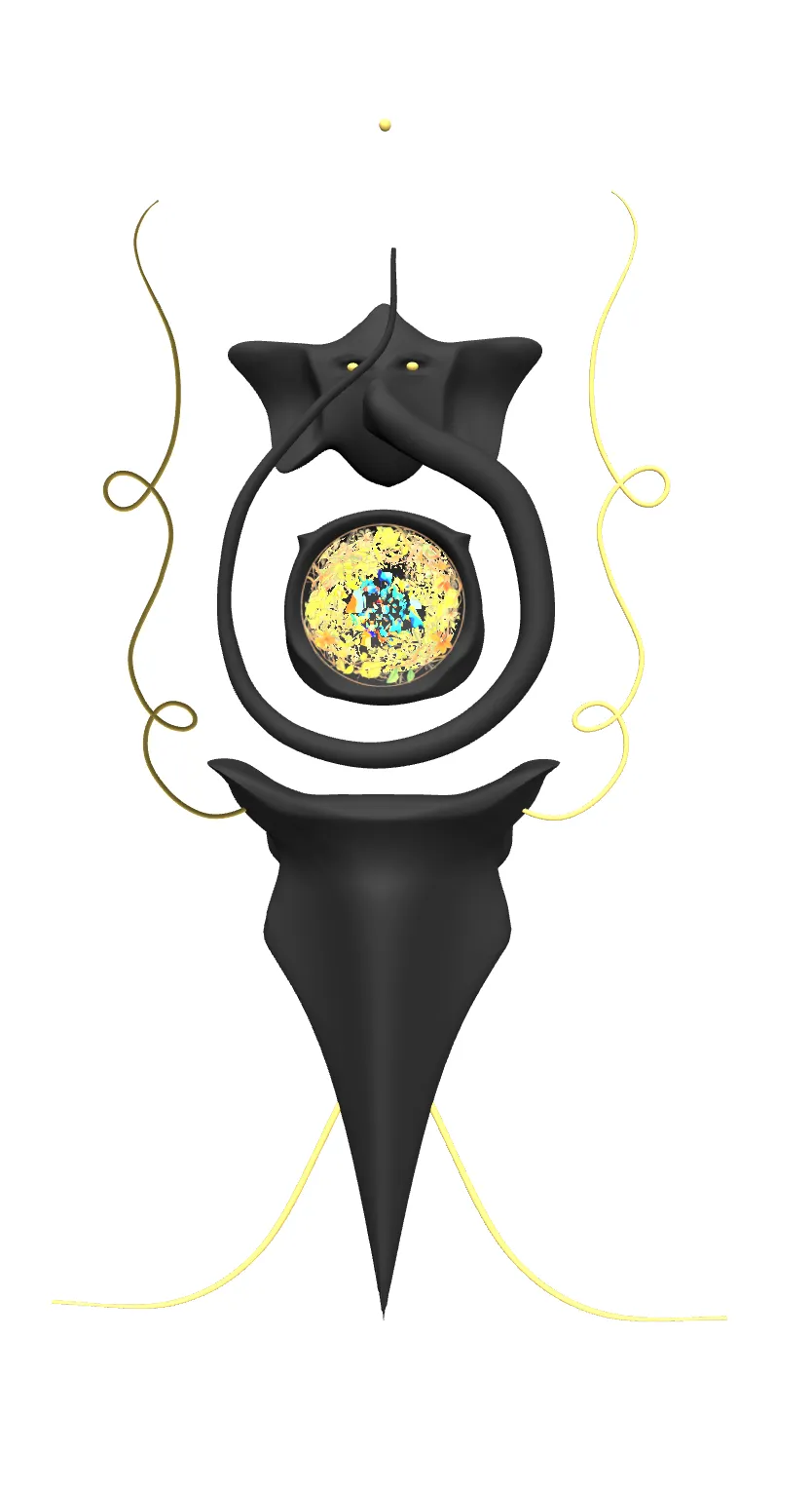 Yathra 1 — site-specific 3D digital sculpture by Fabin Rasheed, traveling generative art project